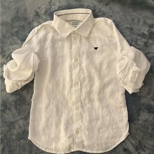 Armani Junior. Linen white tshirt for boy. Like new. Size 7A.